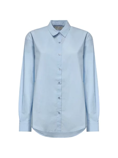 Cămașă Mc2 Saint Barth cu broderie din poplin albastru