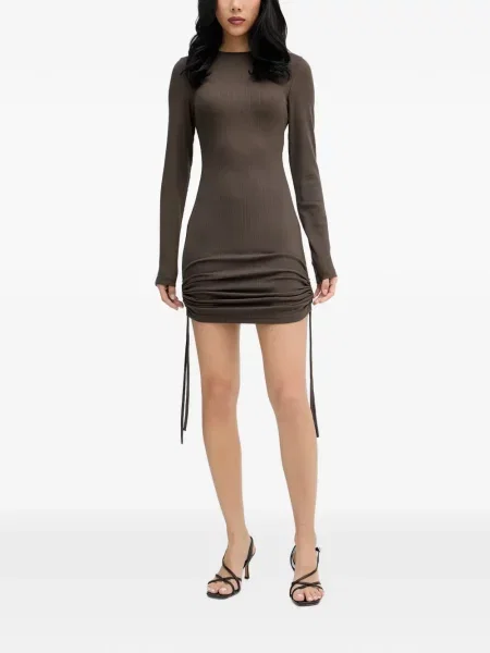Rochie mini La Mania tricotate maro