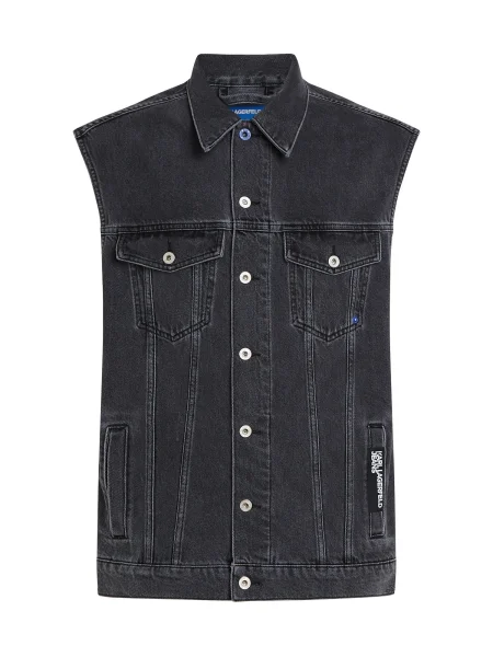 KARL LAGERFELD JEANS Brezrokavnik kraljevo modra denim črna