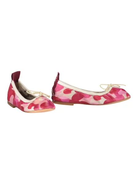 Balerinki Red Valentino skórzane w kwiatki biznesowe czerwone