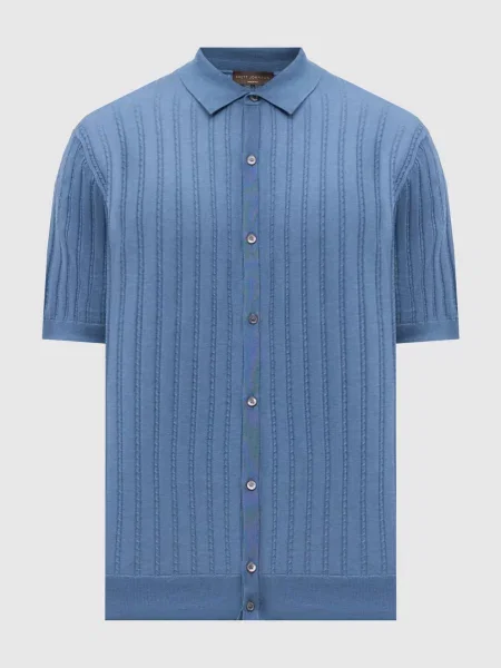 Кардиган із шовком з коротким рукавом Brett Johnson синій