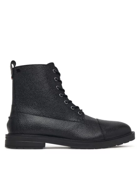 Tommy Hilfiger Gležnjarji Cleated Hilifger Scotch Lth Boot črna