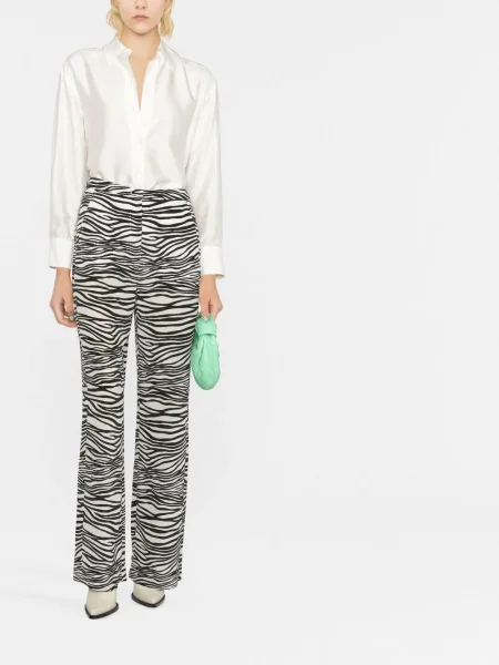 Pantaloni 's Max Mara cu imagine cu model zebră alb