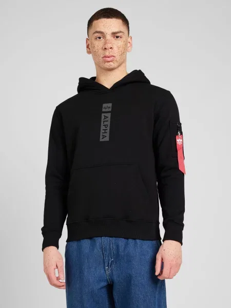 ALPHA INDUSTRIES Majica siva / rdeča bela črna