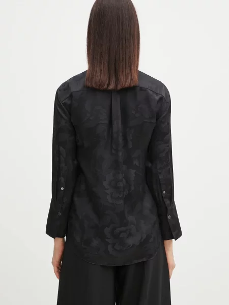 Шовкова сорочка Kenzo regular класичний комір чорний