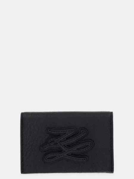Karl Lagerfeld etui za kartice usnjeno K/AUTOGRAPH črna