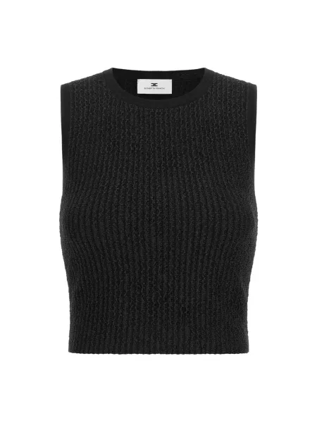 Dzianinowy top Elisabetta Franchi czarny