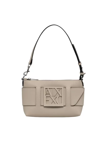 Armani Exchange torebka hobo z imitacji skóry beżowa