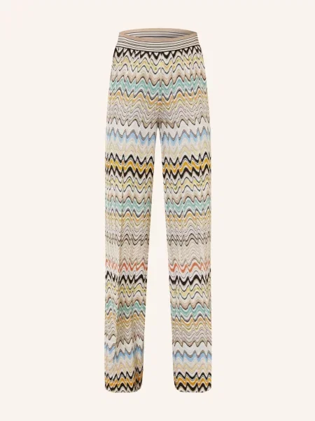 Missoni Pletené Kalhoty / žlutá / tyrkysová béžová