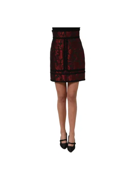 Haftowana spódnica mini Dolce And Gabbana czerwona