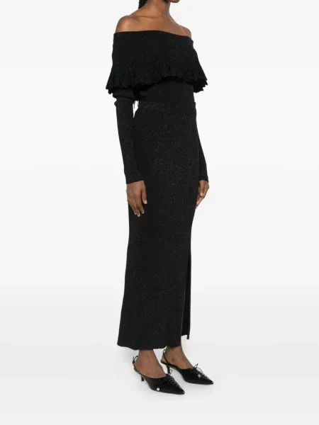 Fustă midi Twinset tricotate până la genunchi negru