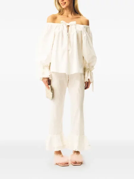 Pantaloni Sleeper cu volane alb