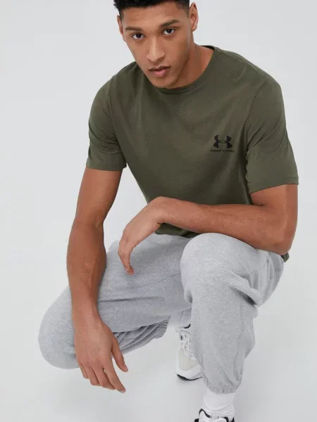 Under Armour tréningové tričko pánske s bavlnou SPORTSTYLE LEFT CHEST zelená