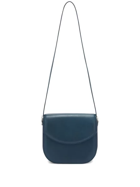 Kožna crossbody torbica Jil Sander plava