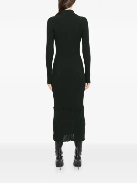 Костюм оребрен миди рокля Proenza Schouler до коляното зелено