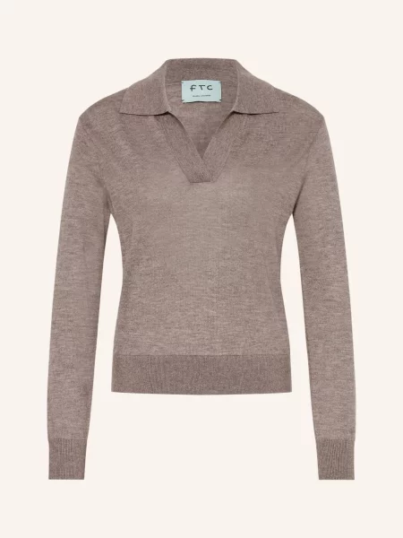 Ftc Cashmere Pletená Polokošile S Kašmírem černošedá