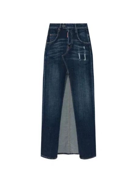 Fusta maxi Dsquared2 zdrențuiți cu crăpătură albastru