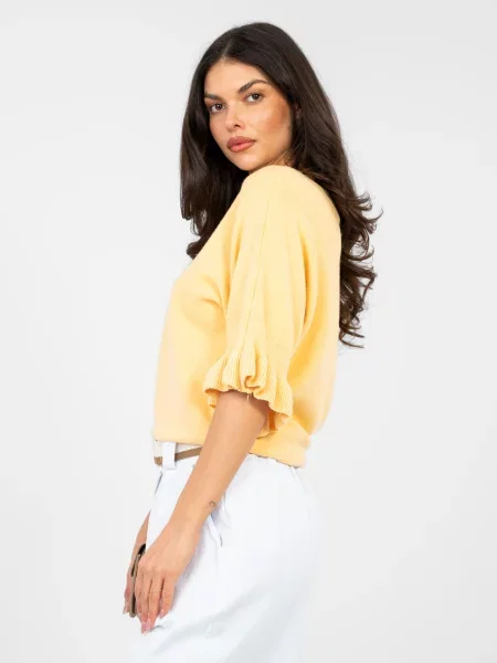 Pulover Italy Moda cu volane galben