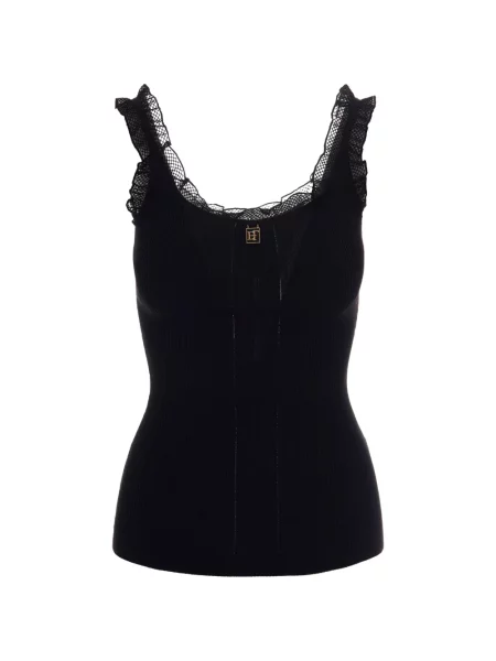 Top Elisabetta Franchi din dantelă negru