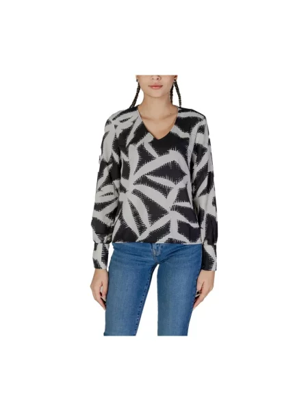 Wielobarwność bluzka Jacqueline De Yong z dekoltem w serek w abstrakcyjne wzory