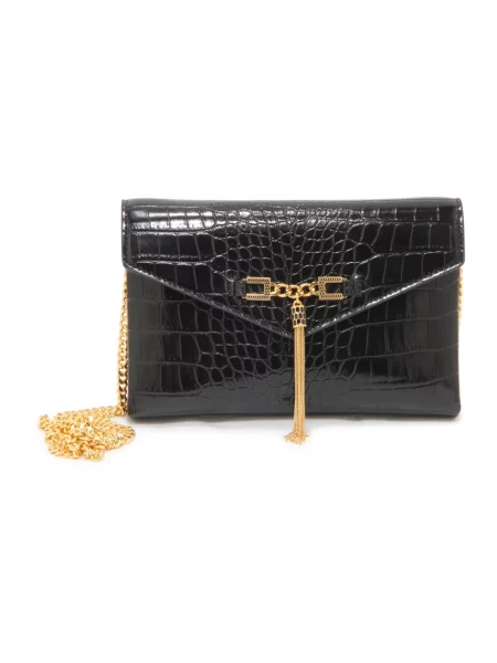 Torebka crossbody Elisabetta Franchi skórzana czarna