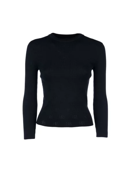 Lniany sweter Balenciaga z nadrukiem czarny