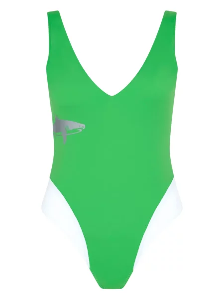 Costum de baie Let's Swim cu imagine cu decolteu în V verde