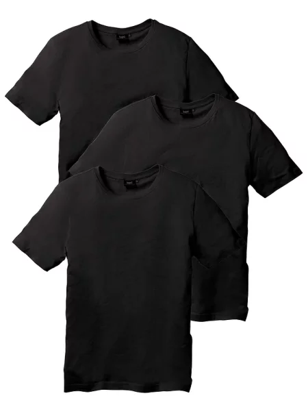 T-shirt regular fit 3 szt. czarna