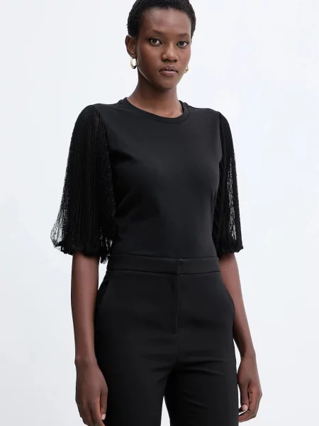 Twinset Bluzki i koszule Kobieta XS Tiul T-shirt z tiulowymi rękawami czarny