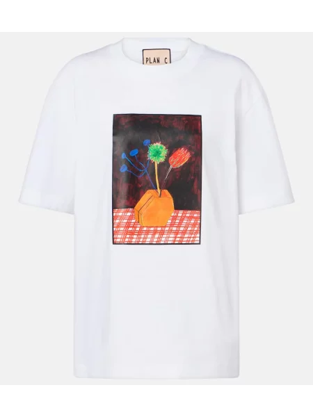 Tricou Plan C cu imagine din jerseu alb