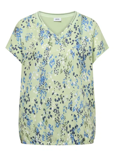 CECIL Tricou albastru / verde mentă alb