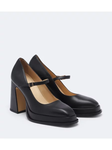 Pantofi cu toc Souliers Martinez din piele cu platformă negru