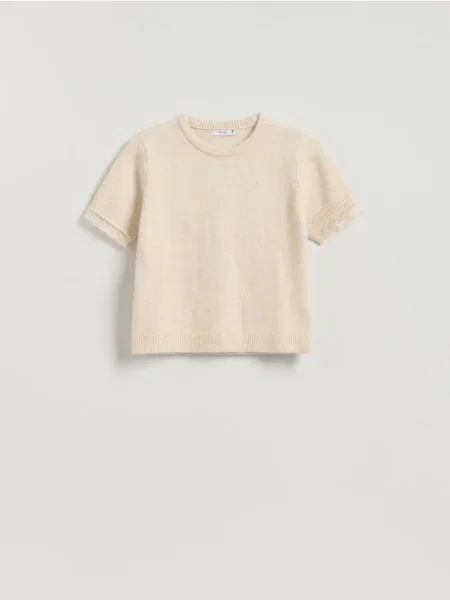 Reserved Sweter z krótkim rękawem beżowy