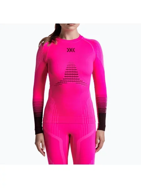 Bluză termoactivă pentru femei X-Bionic Invent Graphics LS fluo pink/x white alb