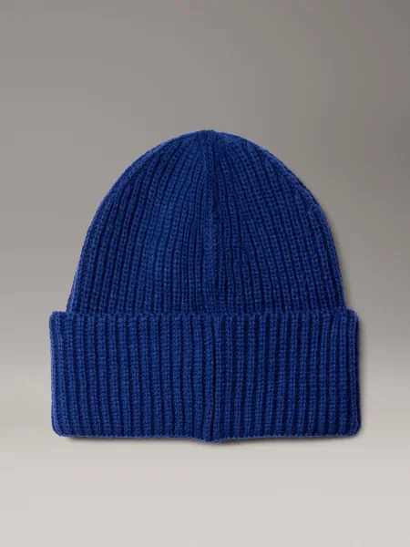 Calvin Klein Jeans Čiapka Monogram Rib Beanie modrá