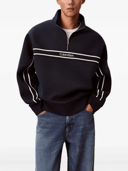 Pruhovaná mikina Calvin Klein modrá