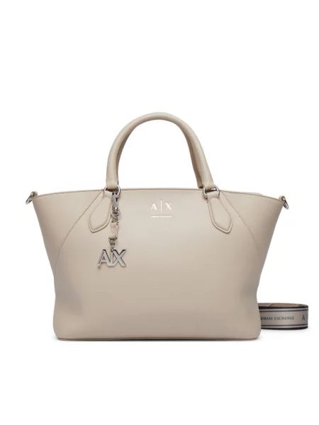 Torebka Armani Exchange skórzana beżowa