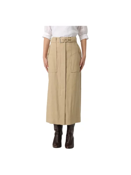 Lniana spódnica Alberta Ferretti beżowa