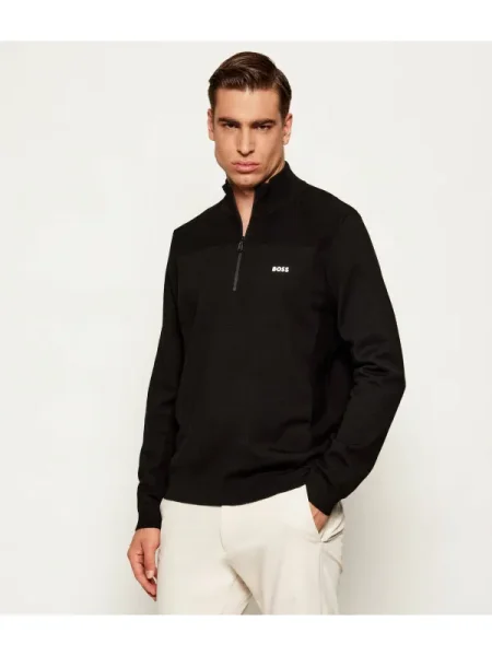 BOSS GREEN Pulover KN_Momentum-X QZ cu adaos de lână negru