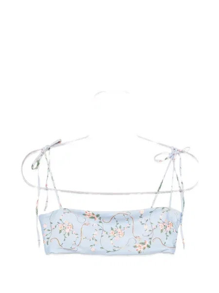 Top Agua By Agua Bendita cu model floral cu imagine albastru