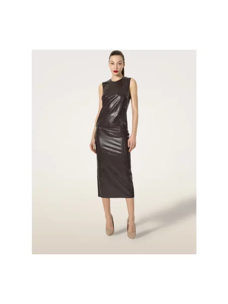 Top Wolford skórzany brązowy