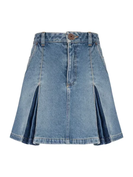 Mały spódnica jeansowa Balmain plisowana niebieska