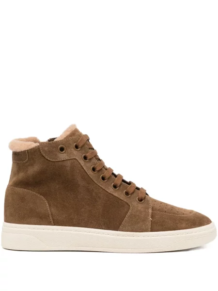 Sneakerși Giuseppe Zanotti cu șireturi din dantelă maro