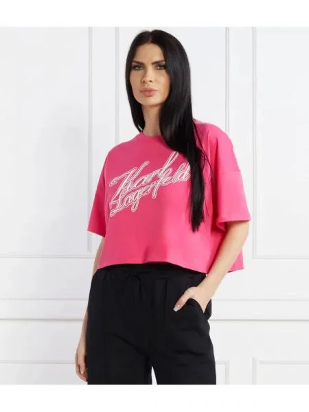 Karl Lagerfeld Tricou | Cropped Fit roz