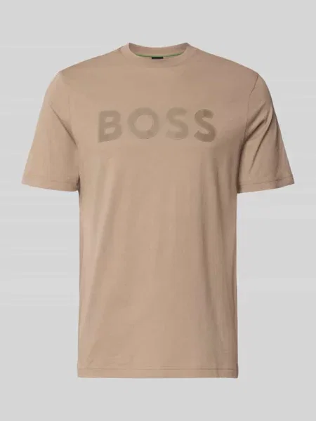 T-shirt o kroju regular fit z czystej bawełny model TS_STRUCTURE LOGO Boss Green brązowa