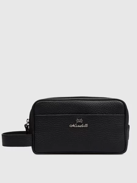 Кожаная косметичка Enrico Mandelli черная