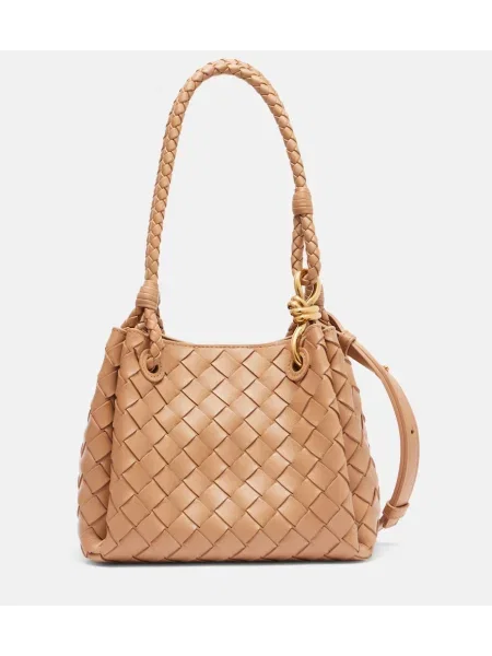 Geanta de piele Bottega Veneta din piele bej