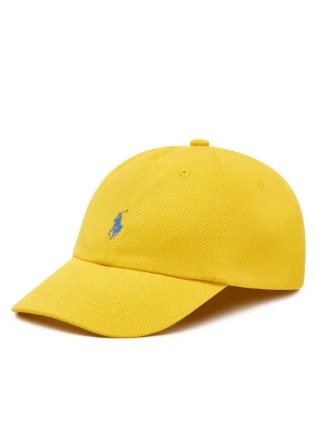 Ленена шапка с козирка Polo Ralph Lauren с десен синьо