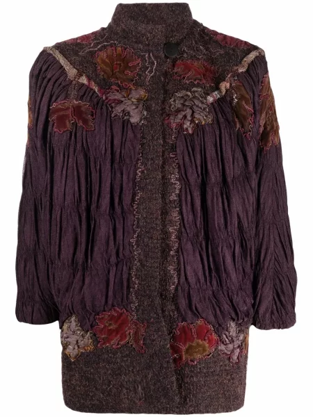 Květinová retro bunda A.n.g.e.l.o. Vintage Cult s volány červená