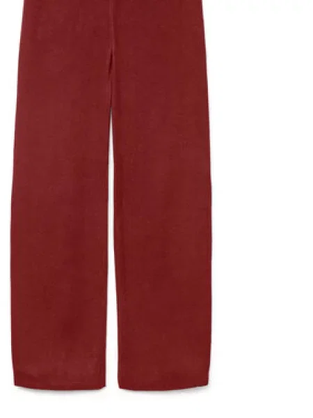 Vero Moda Pletene hlače Gold Art Bordo rdeča